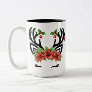 Caneca De Café Em Dois Tons Reindeer de Natal