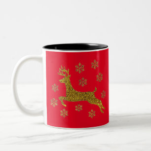 Caneca De Café Em Dois Tons Reindeer de Natal