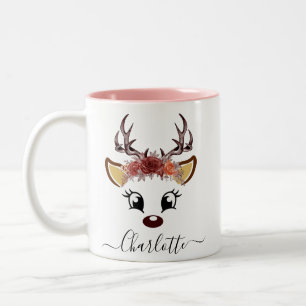 Caneca De Café Em Dois Tons Reindeer de Natal