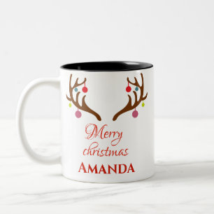 Caneca De Café Em Dois Tons Reindeer decor - Feliz Natal