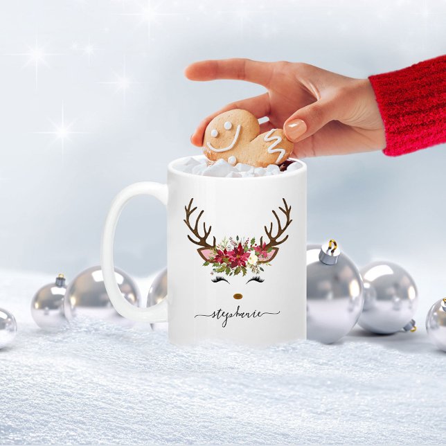 Caneca De Café Em Dois Tons Reindeer Feriado Feriado Personalizado (Criador carregado)