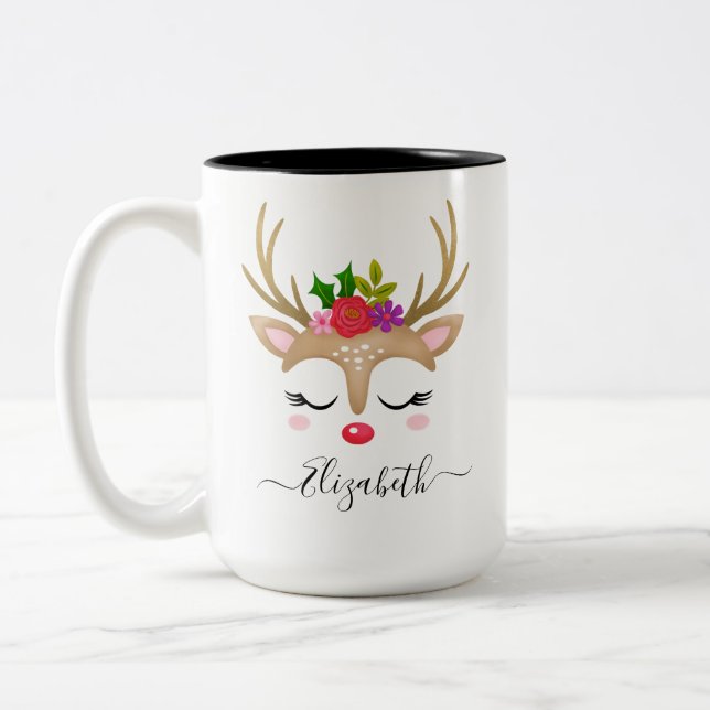 Caneca De Café Em Dois Tons Reindeer Mug de Natal (Esquerda)