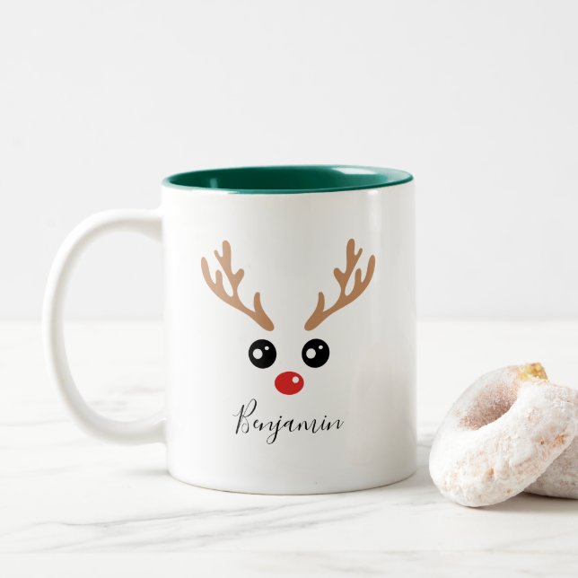 Caneca De Café Em Dois Tons Reindeer Mug de Natal (Com Donut)