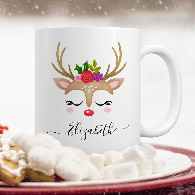 Caneca De Café Em Dois Tons Reindeer Mug de Natal (Criador carregado)