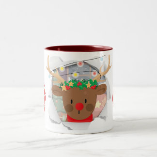 Caneca De Café Em Dois Tons Reindeer Mug For Gifting