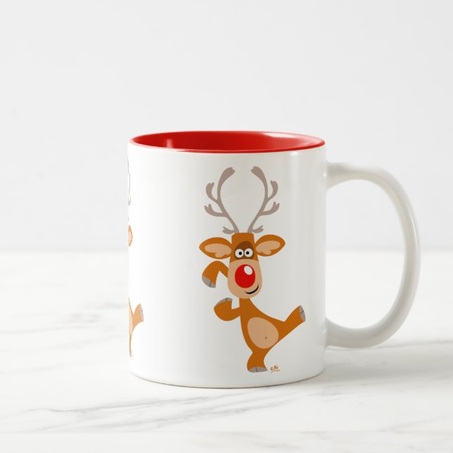 Caneca De Café Em Dois Tons Reindeer Mug, um cartoon de dança (Direita)