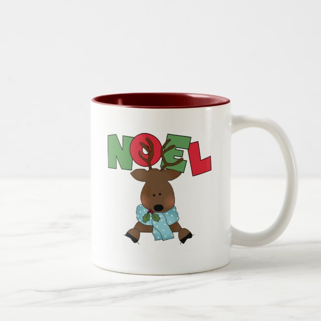 Caneca De Café Em Dois Tons Reindeer Noel Camisetas e presentes (Direita)