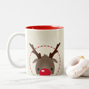 Caneca De Café Em Dois Tons REINDEER PEER nariz vermelho giro rudolfo ouro
