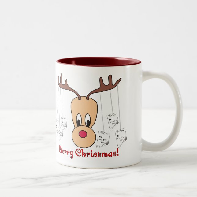 Caneca De Café Em Dois Tons Reindeer Pharmacy Felry Christmas (Direita)