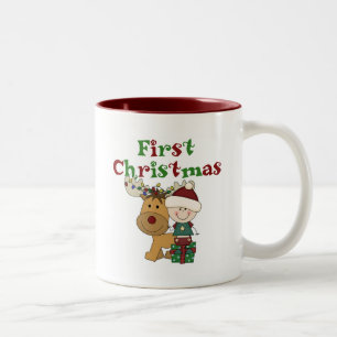 Caneca De Café Em Dois Tons Reindeer Primeiras Camisas de Natal e presentes