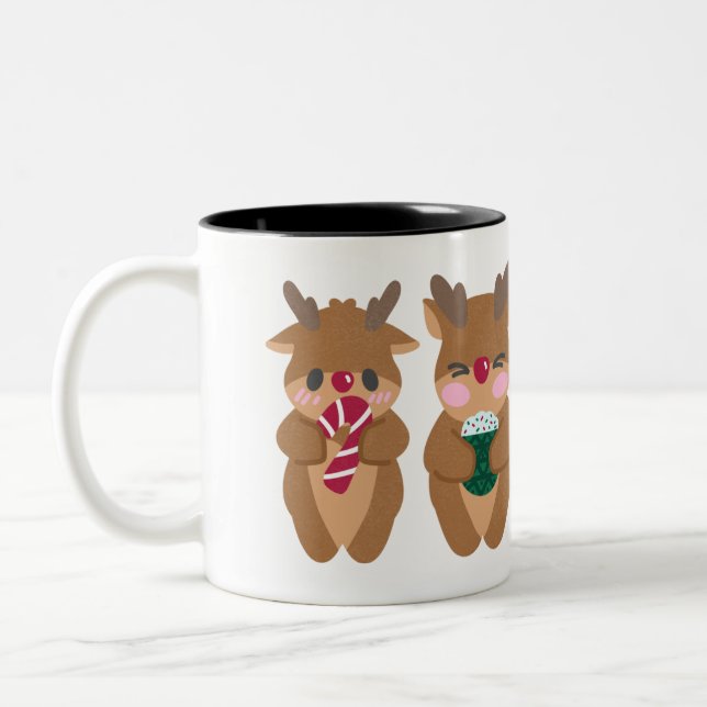 Caneca De Café Em Dois Tons Reindeer Roundup: Hora do Cacau Quente (Esquerda)