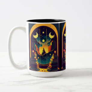Caneca De Café Em Dois Tons Reino Magical De Livros