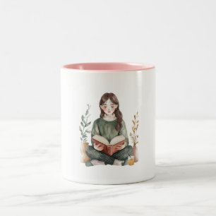 Caneca De Café Em Dois Tons Relaxando Chefe de Menina