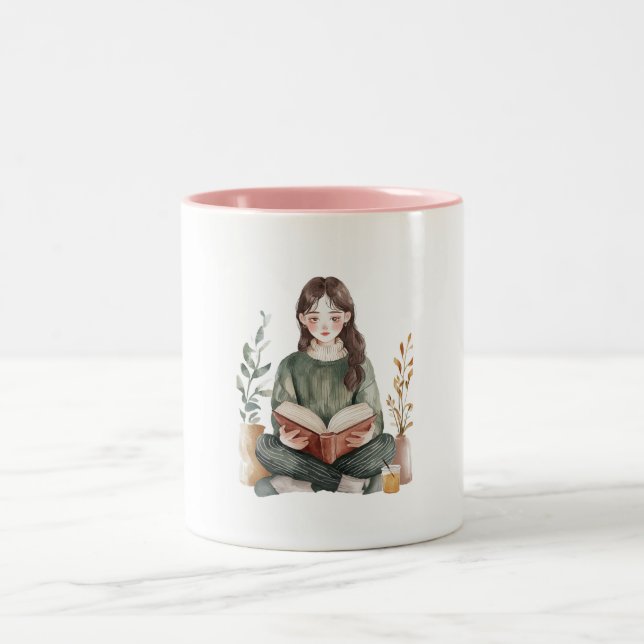 Caneca De Café Em Dois Tons Relaxando Chefe de Menina (Centro)