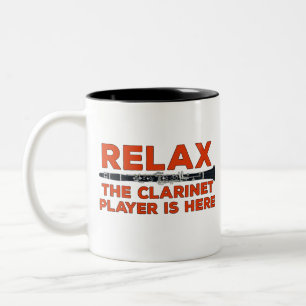 Caneca De Café Em Dois Tons Relaxe o Clarinet Player está aqui
