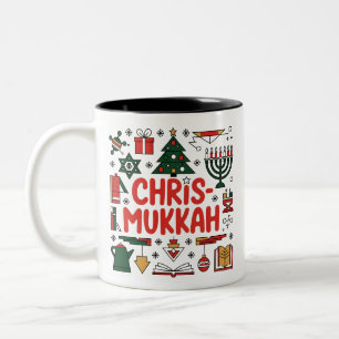 Caneca De Café Em Dois Tons Religião Judia de Natal Chrismukkah Hanukkah