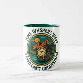 Caneca De Café Em Dois Tons Relógio de Montanha Retro Citação
