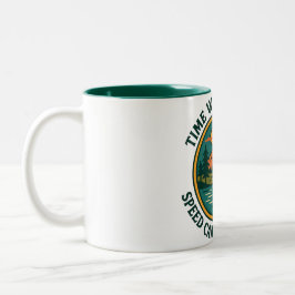 Caneca De Café Em Dois Tons Relógio de Montanha Retro Citação