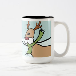 Caneca De Café Em Dois Tons Rena bonito da dança - Natal