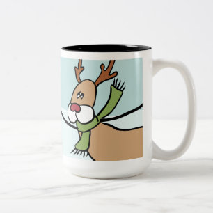 Caneca De Café Em Dois Tons Rena bonito da dança - Natal
