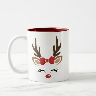 Caneca De Café Em Dois Tons Rena de Natal Fofa Férias de Inverno