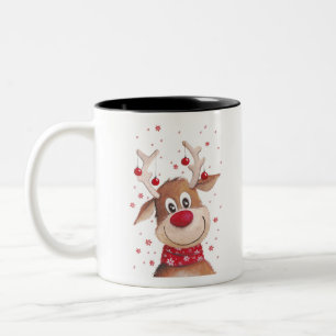 Caneca De Café Em Dois Tons Rena do Natal