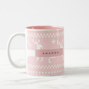 Caneca De Café Em Dois Tons Rena Nórdica Personalizada Rosa Pastel