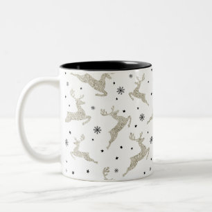 Caneca De Café Em Dois Tons Renas de prata