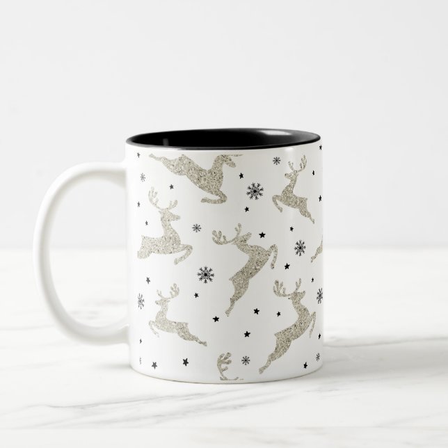 Caneca De Café Em Dois Tons Renas de prata (Esquerda)