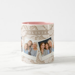 Caneca De Café Em Dois Tons Renda de Marfim Personalizada Elegante Noiva Vinta