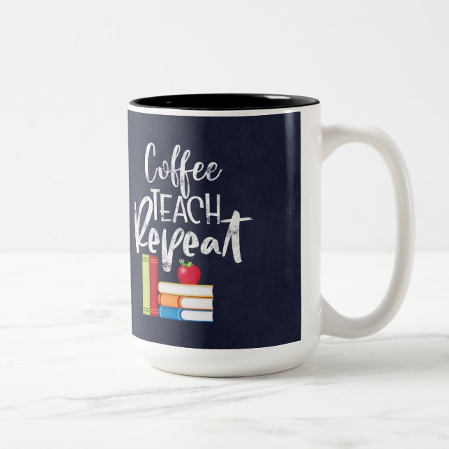 Caneca De Café Em Dois Tons Repetição de Ensino de Café (Direita)