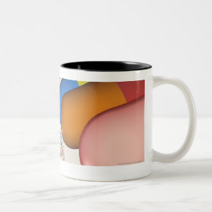 Caneca De Café Em Dois Tons Representação colorida de uma costa do ADN