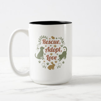 Caneca De Café Em Dois Tons Rescue, Adopt, Love