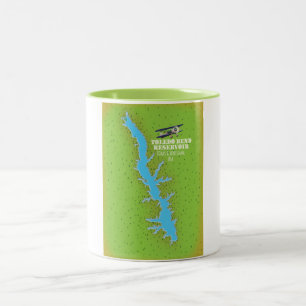 Caneca De Café Em Dois Tons reservatório de Toledo Bend Texas & Louisiana Mapa
