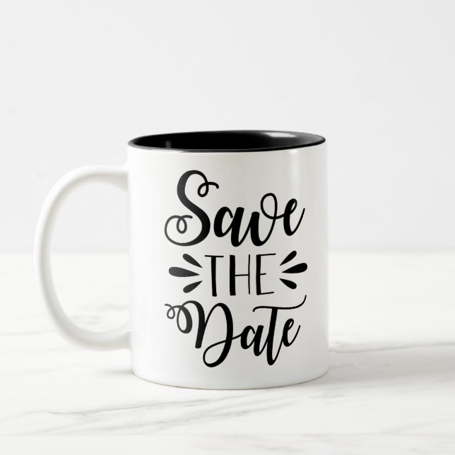 Caneca De Café Em Dois Tons reserve a data (Esquerda)