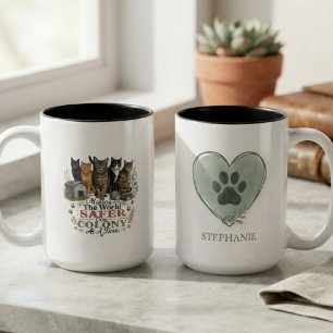 Caneca De Café Em Dois Tons Resgate de Gatos da Comunidade Compassiva e Terros