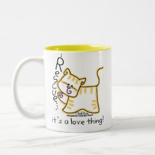 Caneca De Café Em Dois Tons Resgate de Tabby Amarelo...é uma coisa de amor!
