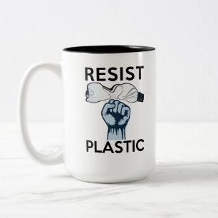 Caneca De Café Em Dois Tons Resista garrafas plásticas em nossos oceanos