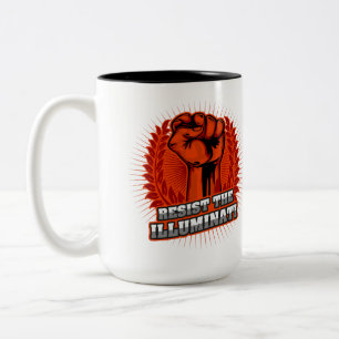 Caneca De Café Em Dois Tons Resiste O Punho Illuminati Laranja Levantado