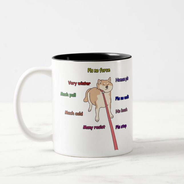 Caneca De Café Em Dois Tons Resistindo Shiba inu (Esquerda)