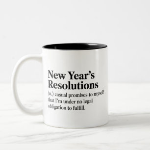 Caneca De Café Em Dois Tons Resoluções Engraçadas de Ano Novo Ano Novo Sarcást