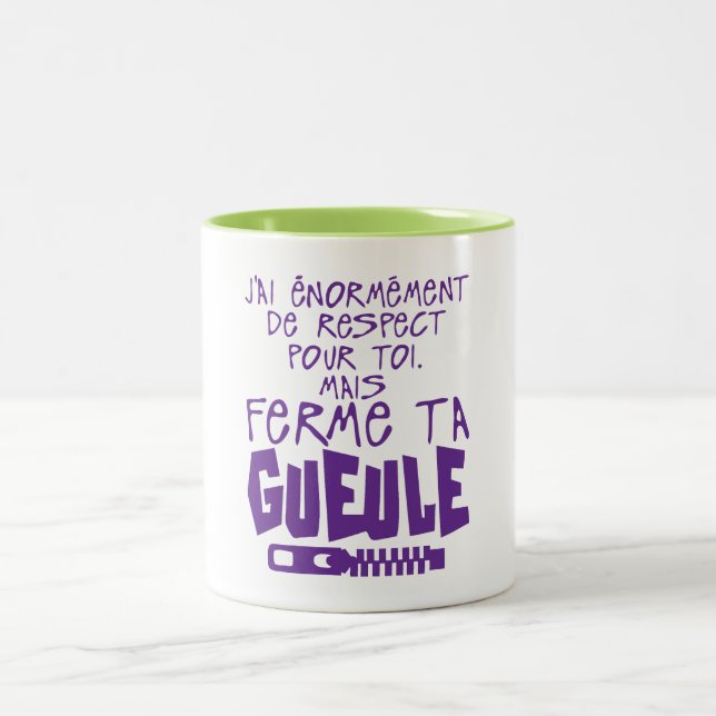 Caneca De Café Em Dois Tons respect toi ferme te gueule citation fermeture ecl (Centro)