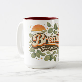 Caneca De Café Em Dois Tons Respire Você Consegue Este Design Retro da Naturez