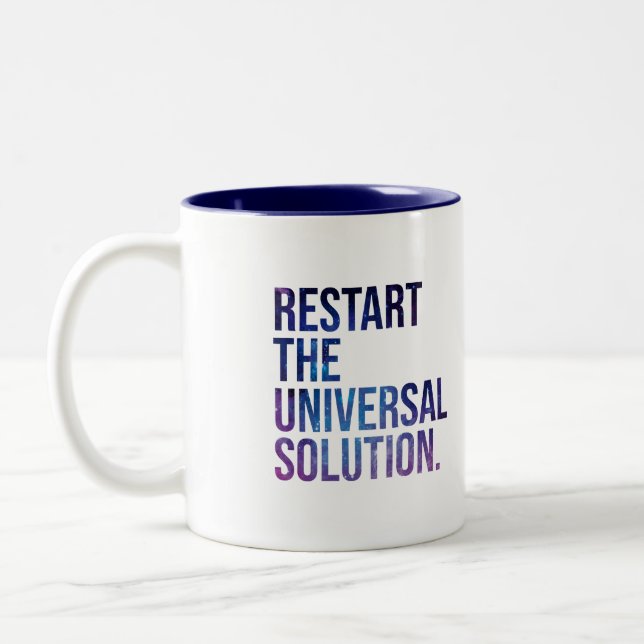 Caneca De Café Em Dois Tons Restart the solution universal (Esquerda)