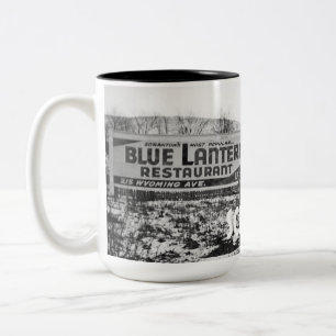 CANECA DE CAFÉ EM DOIS TONS RESTAURANTE AZUL DA LANTERNA DE SCRANTON
