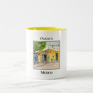 Caneca De Café Em Dois Tons Restaurante Charming Corner nas Ruas de Oaxaca