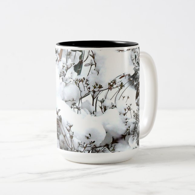 Caneca De Café Em Dois Tons Resumo de Neve (Frente Esquerda)