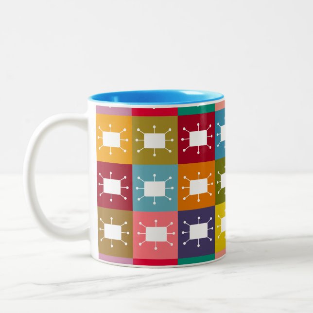Caneca De Café Em Dois Tons Retângulos Atômicos (Esquerda)
