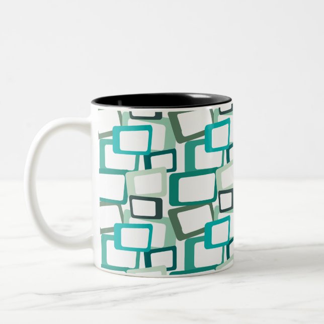 Caneca De Café Em Dois Tons Retângulos Modernos do Século médio (Esquerda)