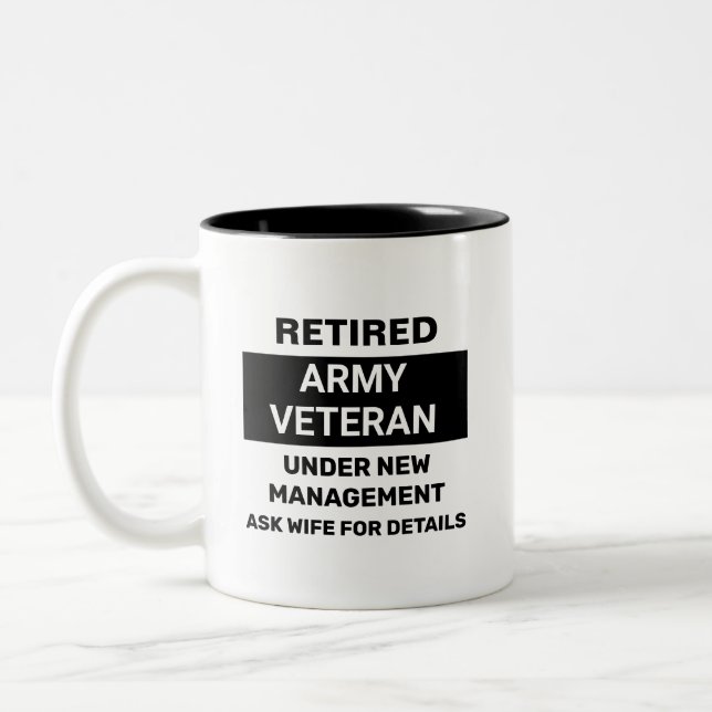 Caneca De Café Em Dois Tons Retirada do Exército Veterano Engraçado  (Esquerda)